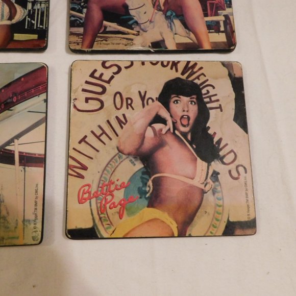 Bettie Page Amusement Cork Backing Coasters - Picture 3 of 7